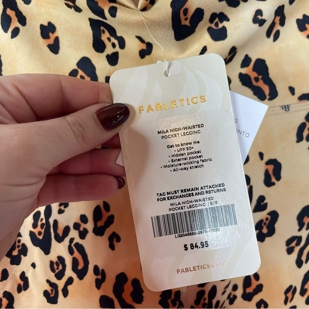 Fabletics Mila High-Waisted Pocket‎ Leggings Leopard Print Size Small